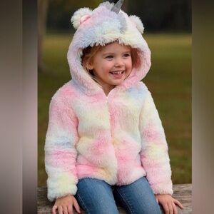 Girls Chenault Colorful Unicorn Hoodie for Kids fuzzy soft cozy rainbow XS S 4 5